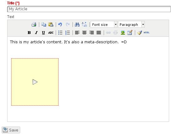 Created object on an article Created object on an article