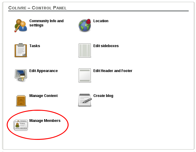 Manage members in control panel Manage members in control panel