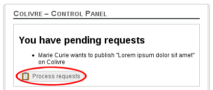 Community control panel with pending tasks Community control panel with pending tasks