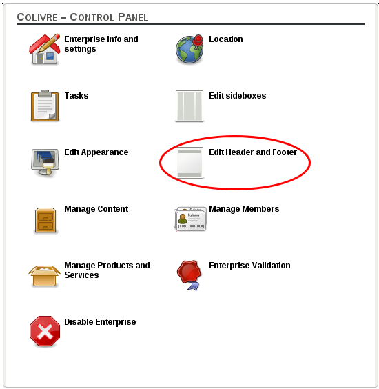 Edit header and footer on enterprise control panel Edit header and footer on enterprise control panel