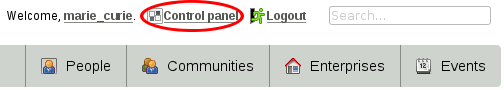 Control panel menu