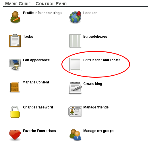 Edit header and footer on user control panel Edit header and footer on user control panel
