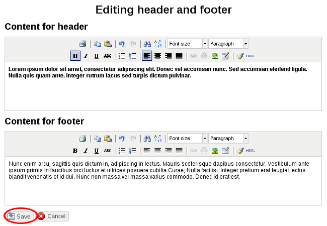 Editing header and footer Editing header and footer