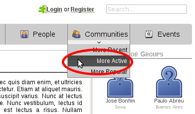 More active communities on top menu More active communities on top menu