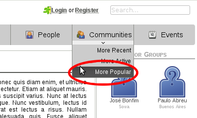 More popular communities on top menu More popular communities on top menu