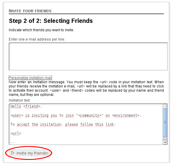 Manually invitation for user. Step 2